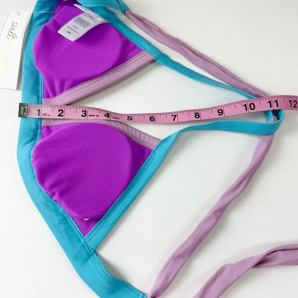 Salt + Cove Bikini Top Womens Juniors XS Purple Teal Colorblock
